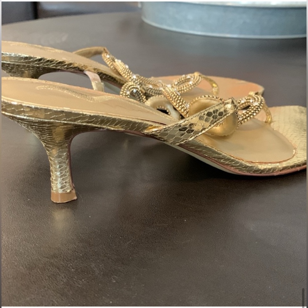 Nina womens gold sandals size 7.5 night out glam metallic dressy jewels feminine - Picture 2 of 5
